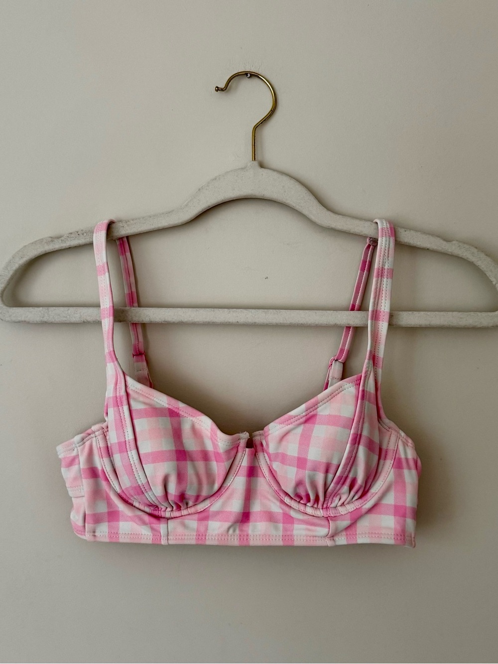 Stoney Clover Lane x Target Balconette Bikini Top, Pink / White Gingham – XS